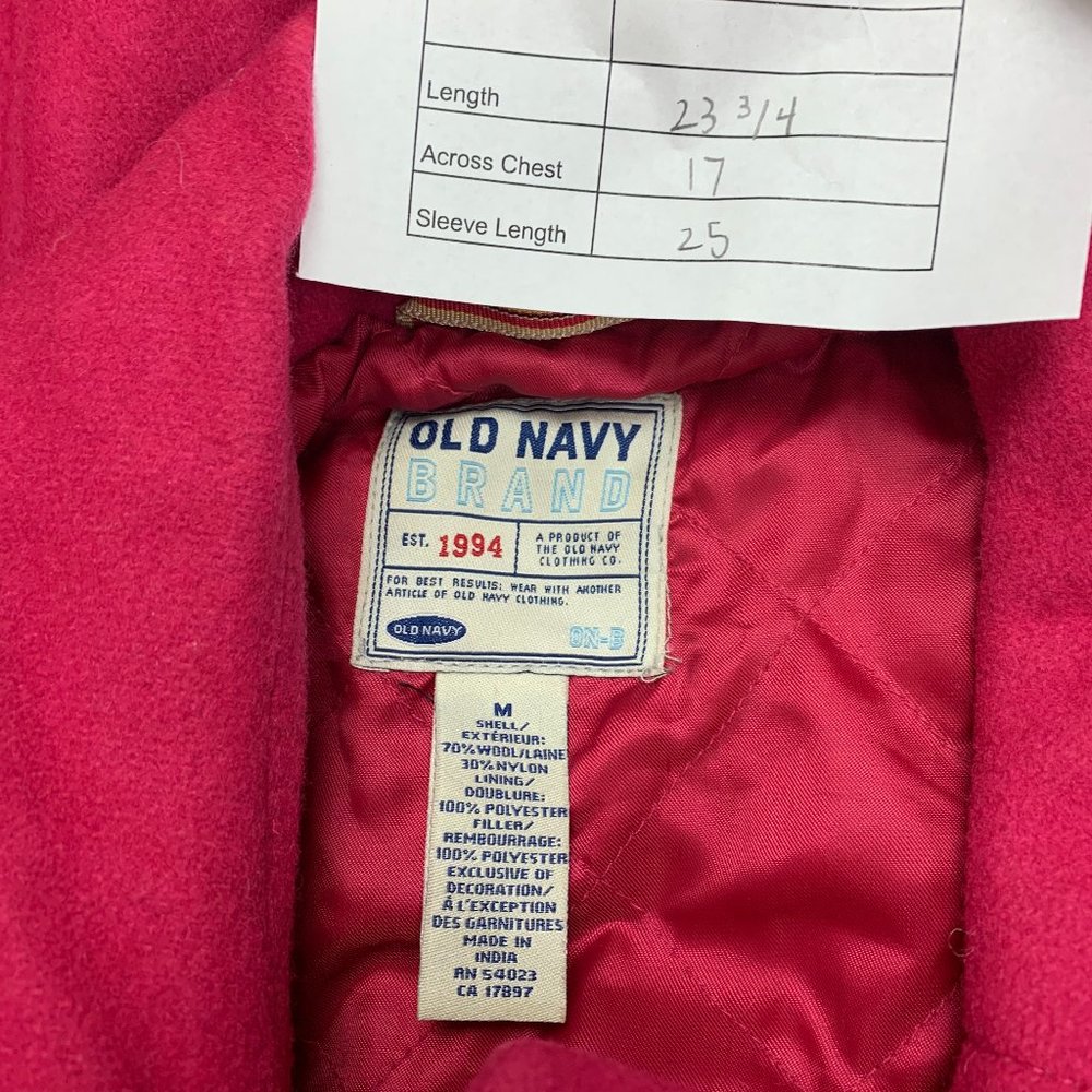 Old Navy Girls Pink Pea Coat Double Breasted Wool Blend Size Medium - Picture 3 of 3
